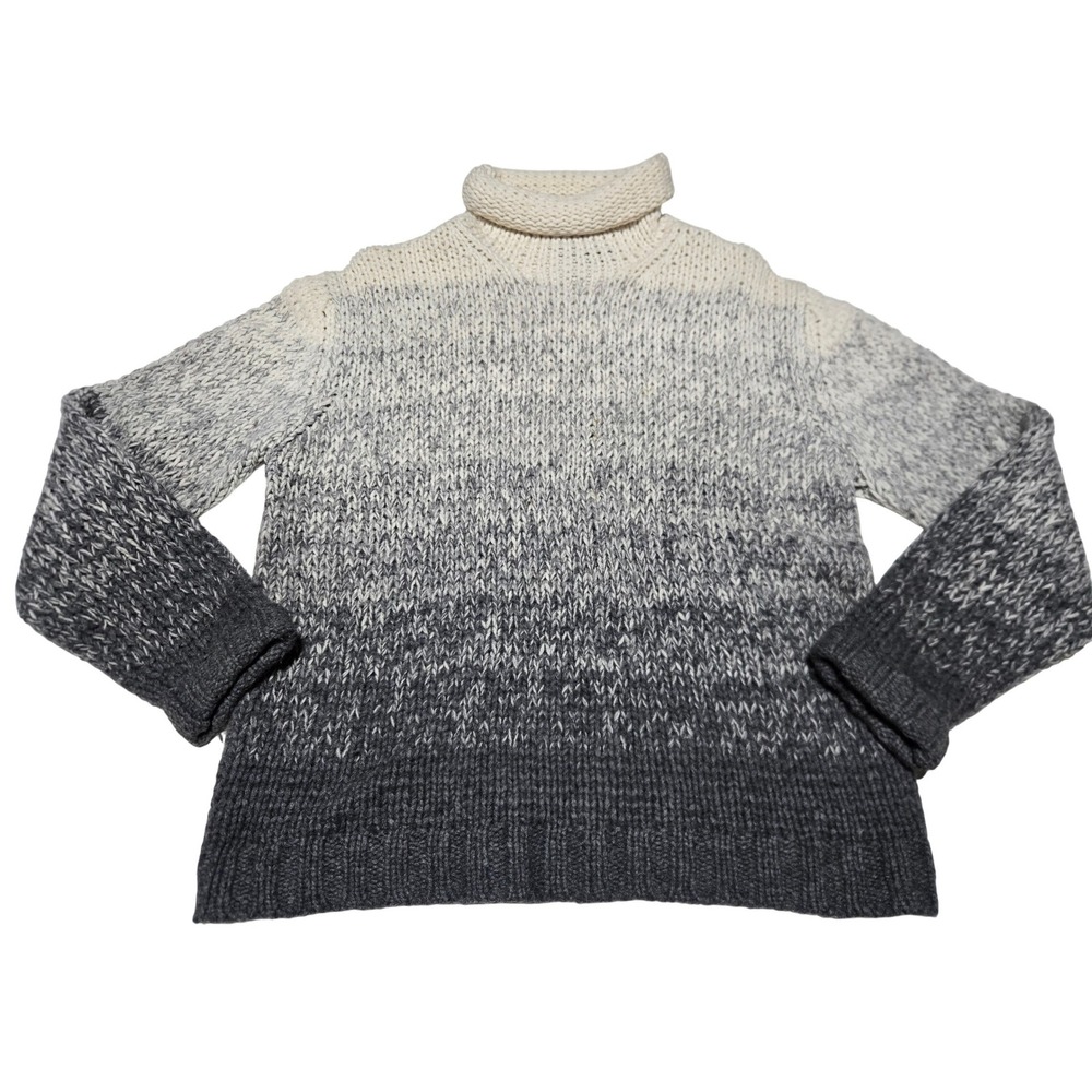 Country Shop Cashmere‎ Ombre Turtleneck Sweater Gray White Women's M